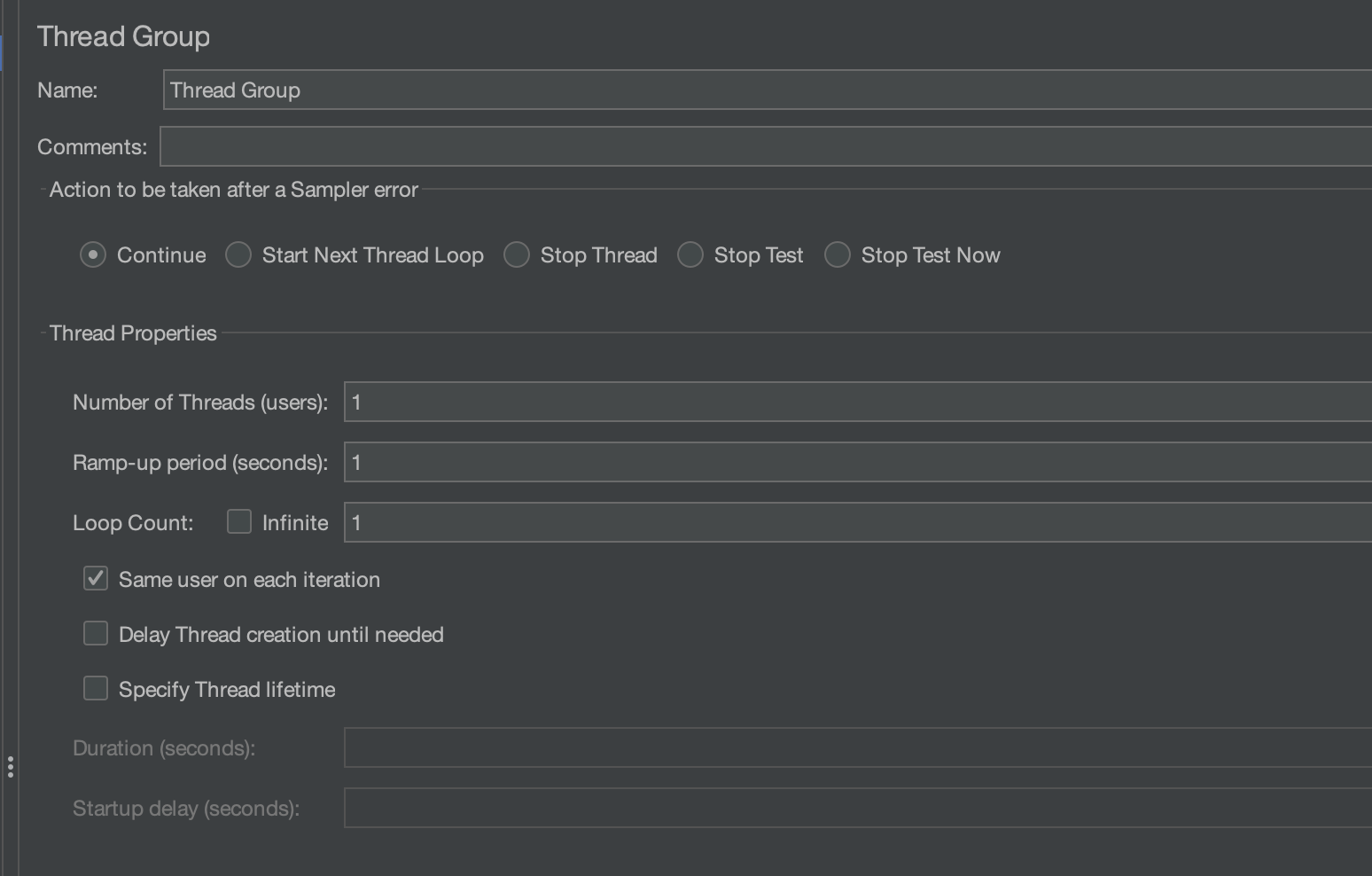 Thread Group configurations